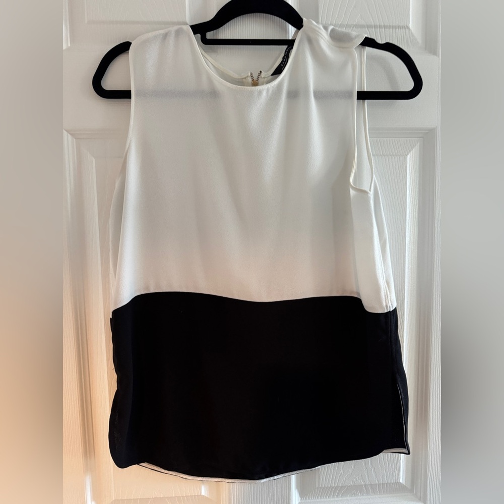 Zara Woman | Black and White Round Neck Sleeveless Tank Top